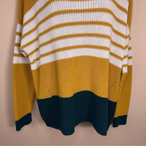 LARGE CHRISTOPHER AND BANKS SWEATER LONG SLEEVE YELLOW GREEN COTTON BLEND - Picture 2 of 12